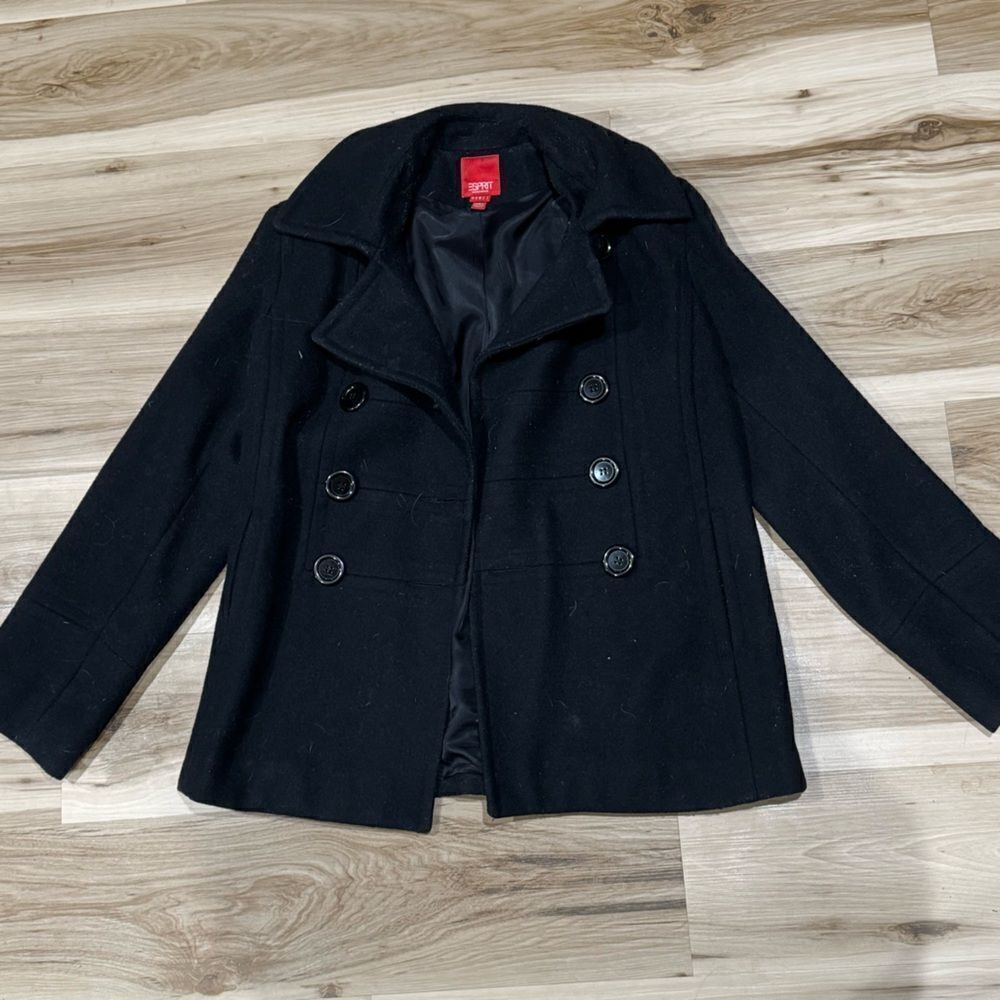 Esprit Black Wool Pea Coat Women's Medium